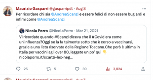 tweet di maurizio gasparri contro andrea scanzi