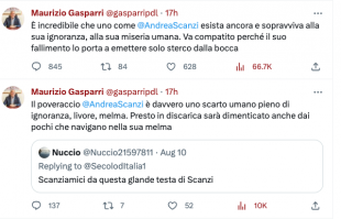 tweet di maurizio gasparri contro andrea scanzi