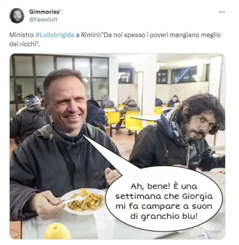 tweet su francesco lollobrigida e i poveri    7