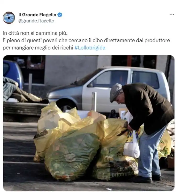 tweet su francesco lollobrigida e i poveri    9