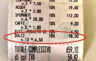 60 EURO PER TAGLIARE UNA TORTA IN UN RISTORANTE DI AREZZO