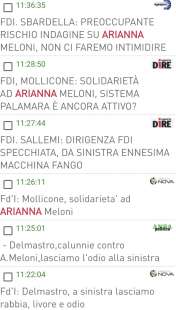 agenzie con le dichiarazioni dei politici di fdi su arianna meloni 2