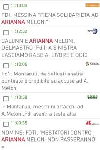 agenzie con le dichiarazioni dei politici di fdi su arianna meloni 3