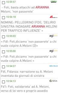 agenzie con le dichiarazioni dei politici di fdi su arianna meloni 5