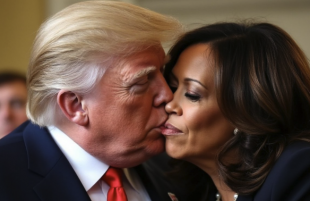 donald trump bacia kamala harris immagine fake generata dall ia