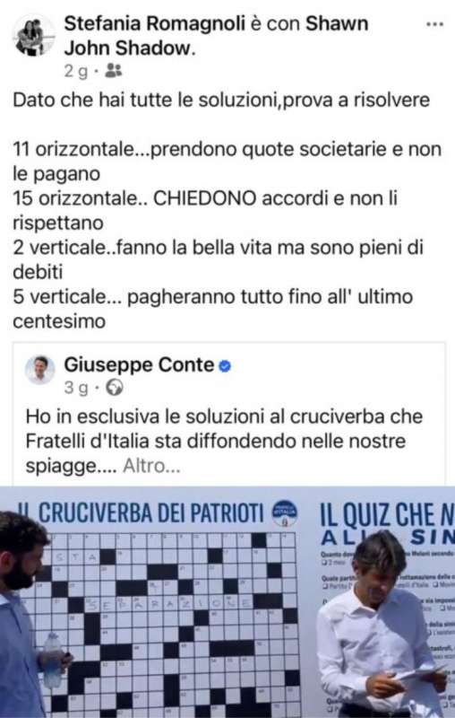 Il post di Stefania Romagnoli contro Giuseppe Conte