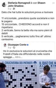 Il post di Stefania Romagnoli contro Giuseppe Conte