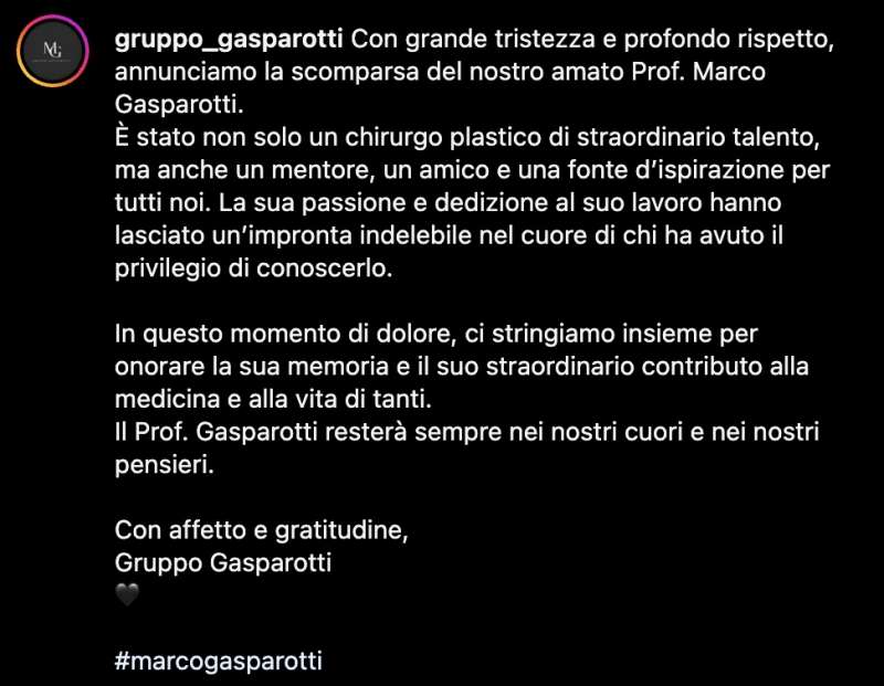 IL POST SULLA MORTE DI MARCO GASPAROTTI