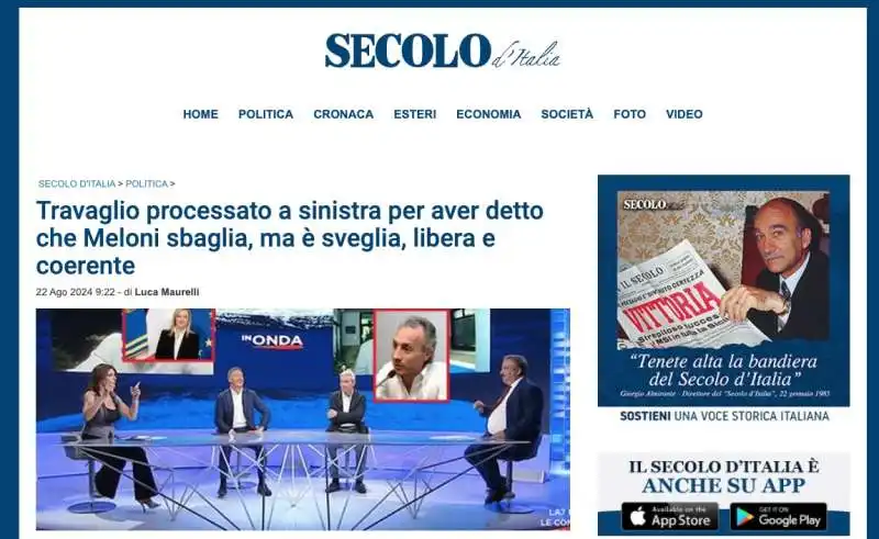 IL SECOLO DITALIA DIFENDE TRAVAGLIO