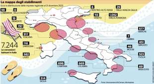 LA MAPPA DEGLI STABILIMENTI BALNEARI IN ITALIA