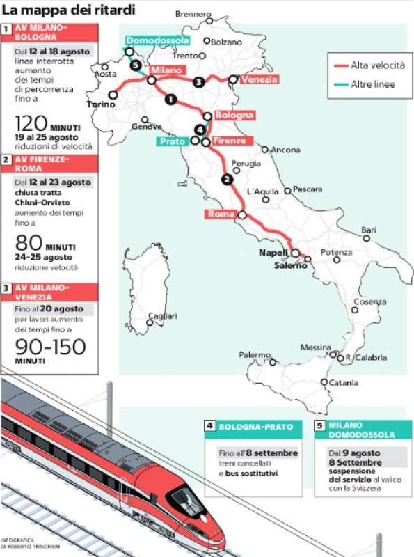 la mappa dei ritardi per chi viaggia in treno - la repubblica