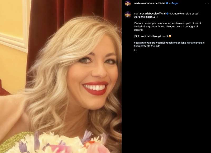 maria rosaria boccia commenta la separazione tra arianna meloni e francesco lollobrigida