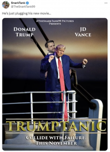 meme su donald trump e jd vance sul titanic