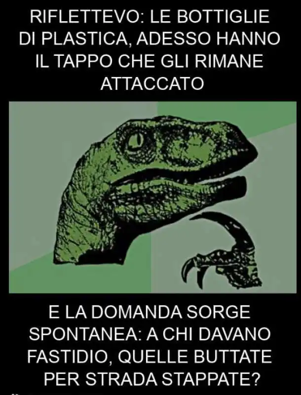 meme sui tappi delle bottiglie di plastica che non si staccano 