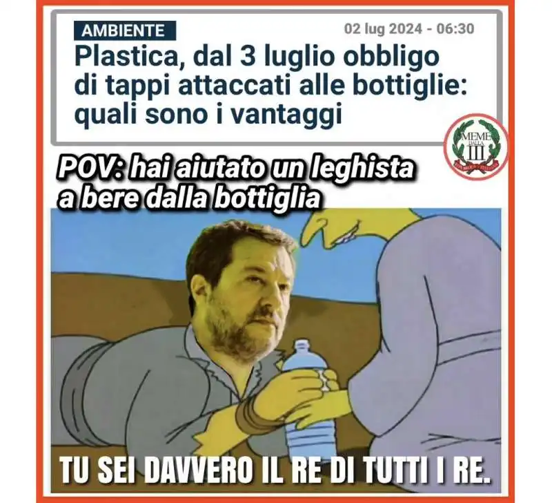 meme sui tappi delle bottiglie di plastica che non si staccano