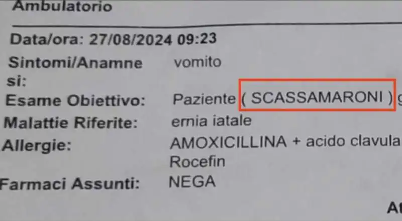 PAZIENTE SCASSAMARONI - REFERTO OSPEDALE DI AVOLA

