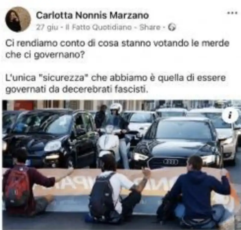 post contro il governo di Carlotta nonnis marzano