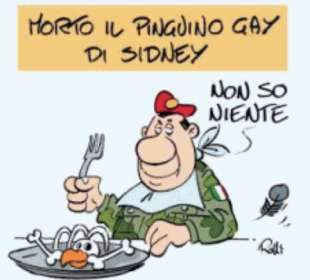 ROBERTO VANNACCI E IL PINGUINO GAY DI SIDNEY - VIGNETTA BY ROLLI IL GIORNALONE - LA STAMPA