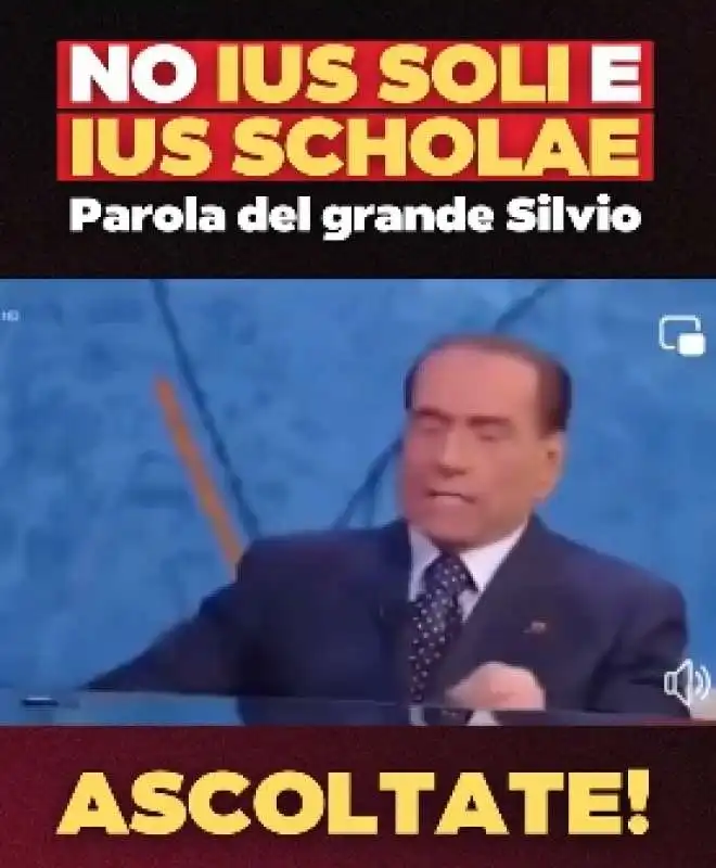 SILVIO BERLUSCONI CONTRO LO IUS SCHOLAE