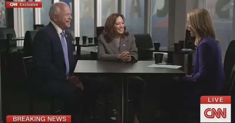 tim walz e kamala harris intervistati dalla cnn