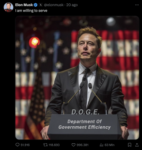 tweet di elon musk come ministro dell efficienza