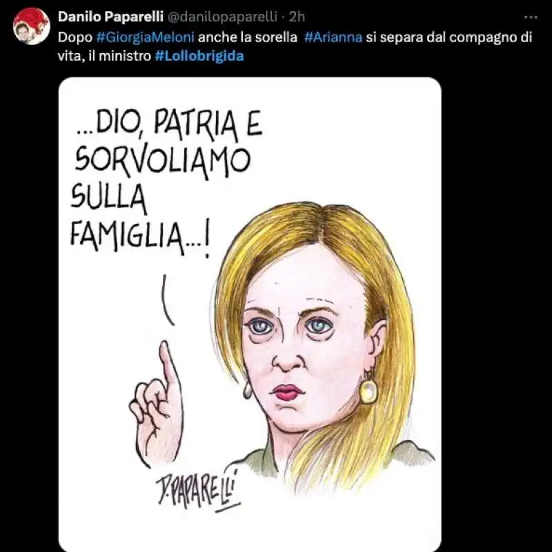 tweet sulla separazione tra arianna meloni e francesco lollobrigida 4