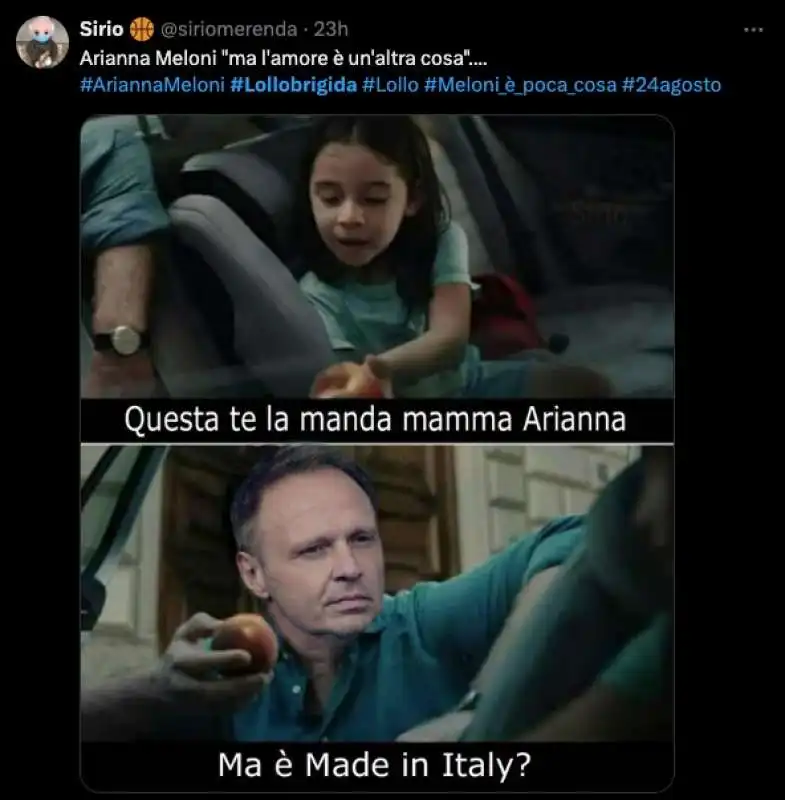 tweet sulla separazione tra arianna meloni e francesco lollobrigida  5