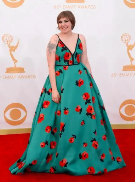 worst girls creator and star lena dunham in printed prada 