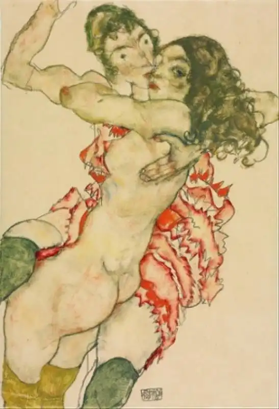 abbraccio di due donne di egon schiele