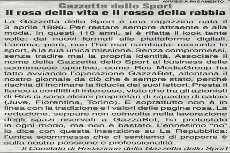 annuncio gazzetta