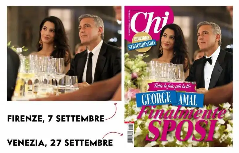 CHI SI GIOCA UNA VECCHIA FOTO PER IL MATRIMONIO DI CLOONEY CON FINTA CAMICIA - TWITTATO DA LUCA DINI