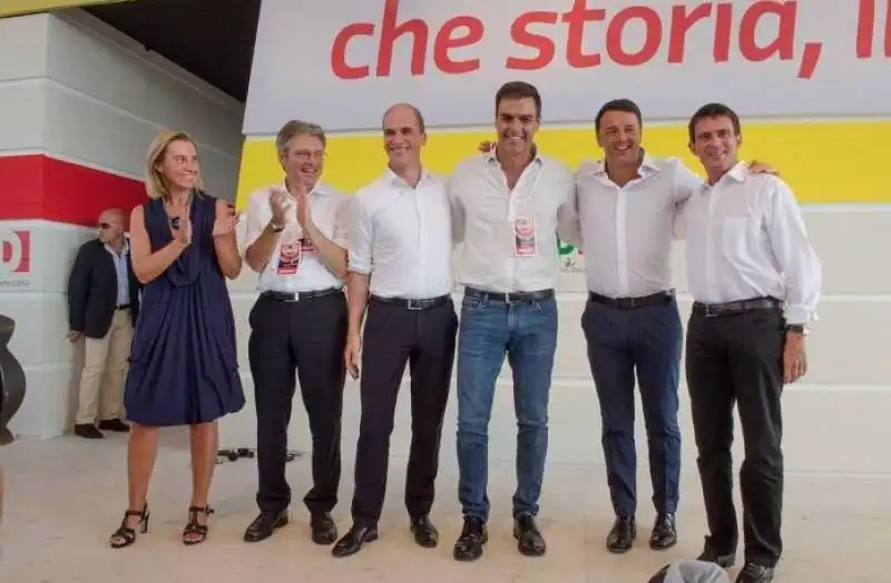 festa dell'unità bologna federica mogherini matteo renzi pedro sanchez manuel valls  Diederik Samson e Achim Post