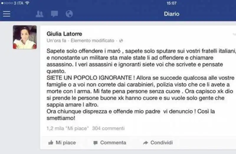 LA FIGLIA DI LATORRE SU FB 