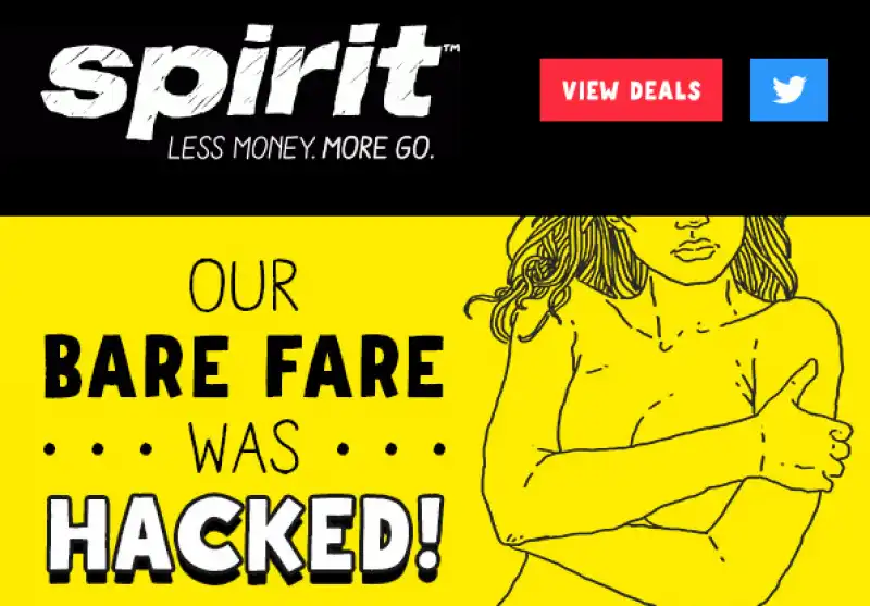 La mail promozionale di Spirit Airlines