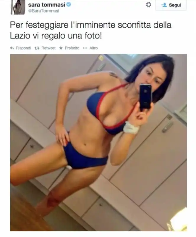 sara tommasi selfie contro la lazio