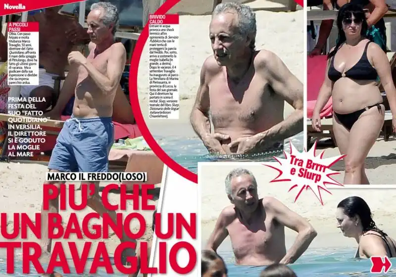 MARCO TRAVAGLIO AL MARE CON LA MOGLIE