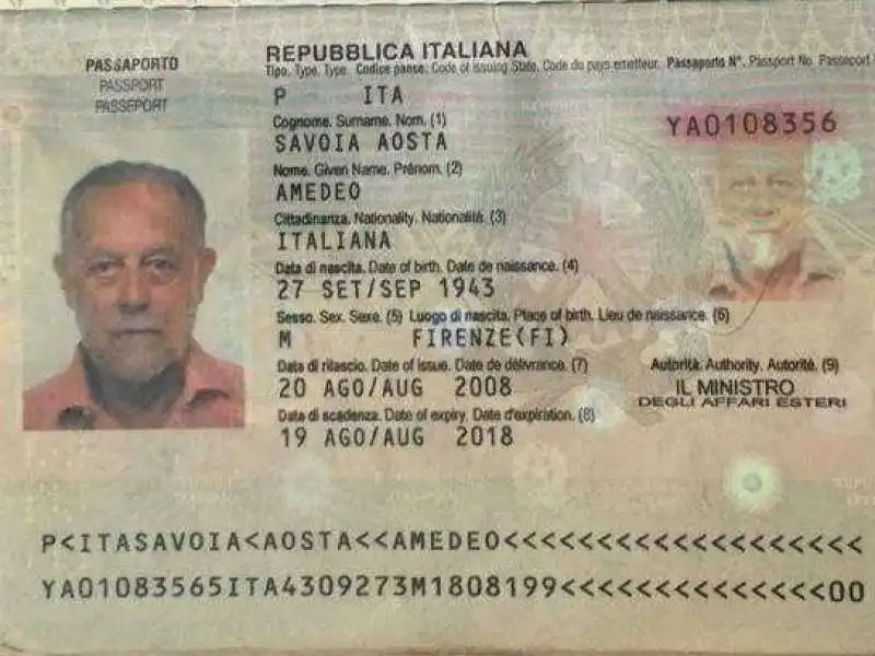 amedeo di savoia passaporto