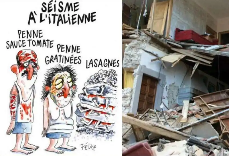 LA VIGNETTA DI CHARLIE HEBDO SUL TERREMOTO