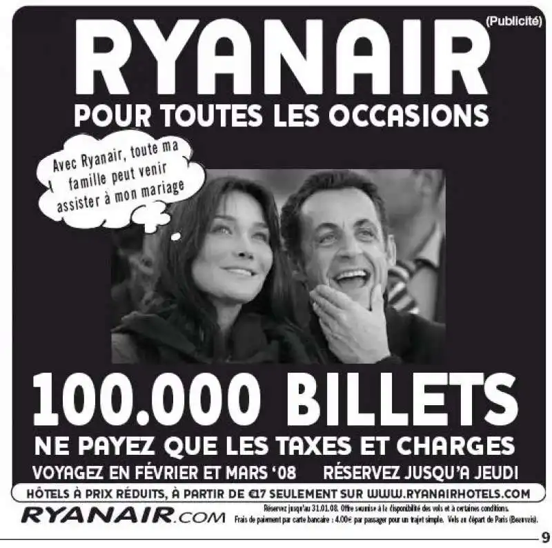 RYANAIR SARKOZY BRUNI