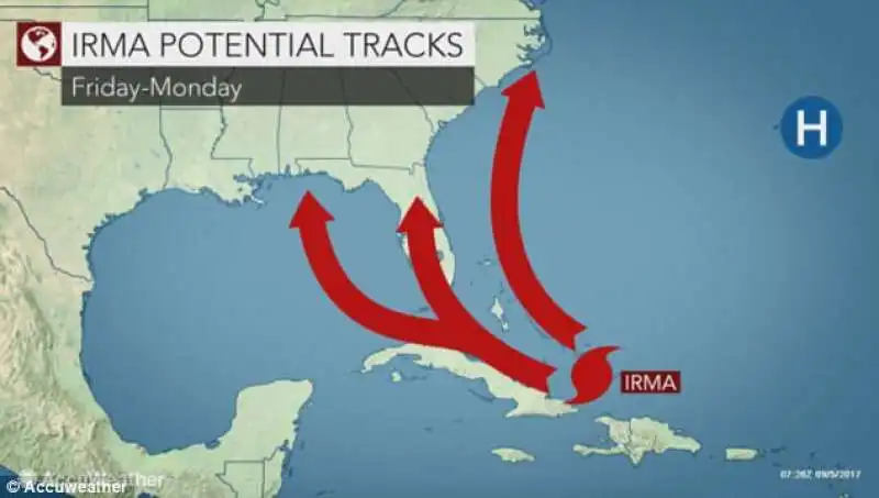 dove puo andare uragano irma