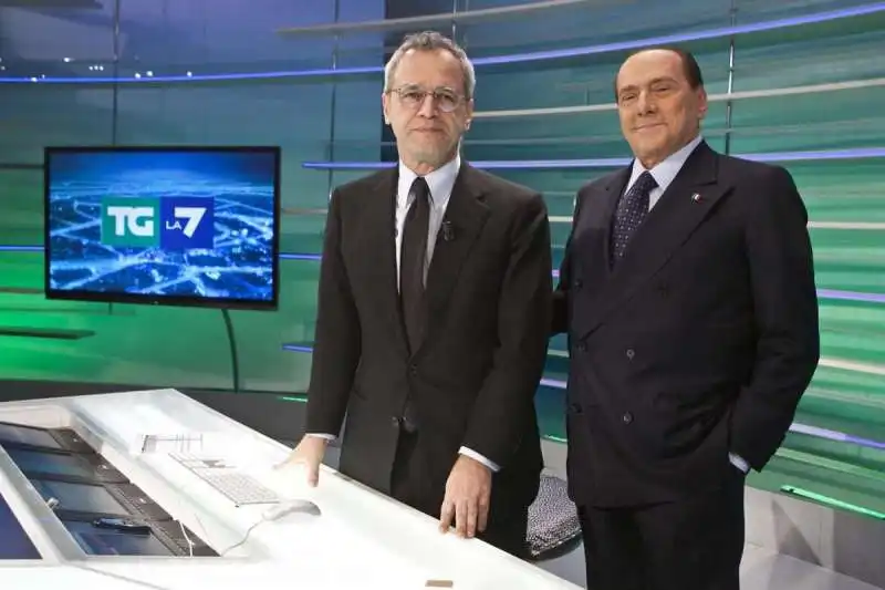 enrico mentana con silvio berlusconi al-tg-la7