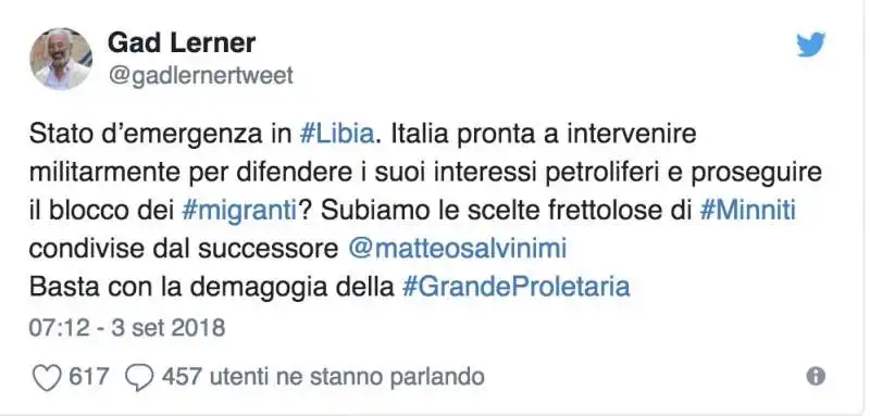 GAD LERNER CONTRO SALVINI SULLA LIBIA