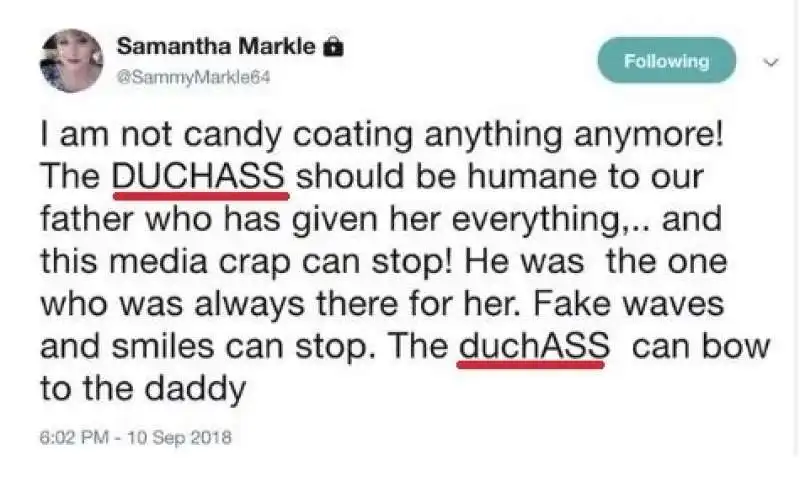 i tweet di samantha markle 1