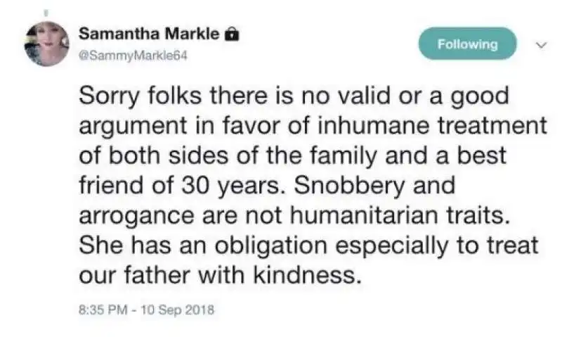 i tweet di samantha markle 2