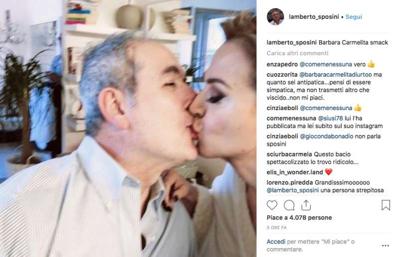 IL BACIO TRA LAMBERTO SPOSINI E BARBARA DURSO