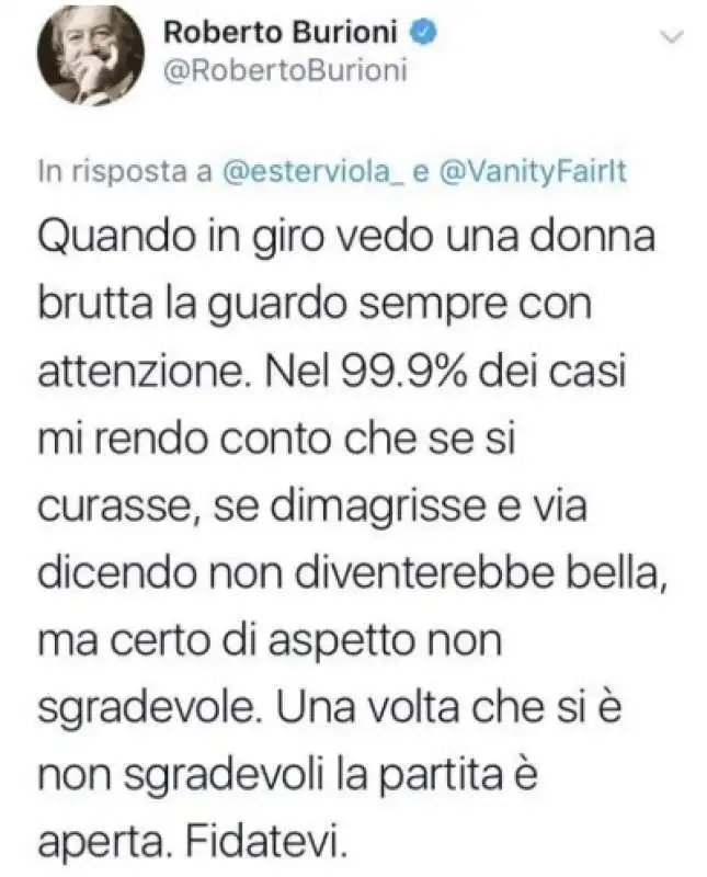 IL TWEET DI ROBERTO BURIONI SULLE DONNE BRUTTE