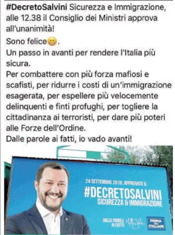 LA PROPAGANDA SUL DECRETO SALVINI