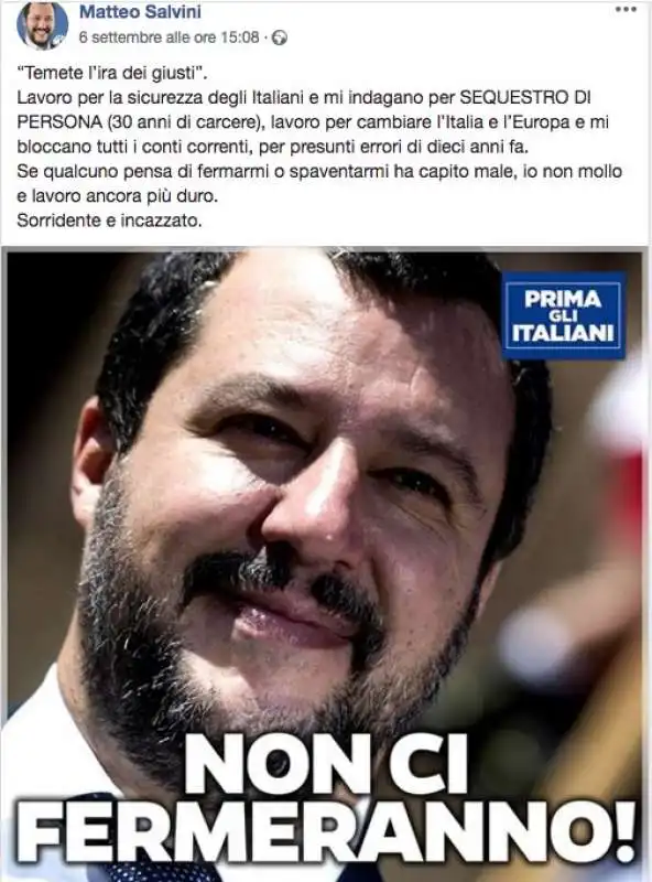 MATTEO SALVINI SU FACEBOOK 