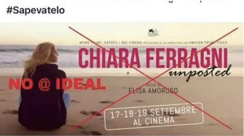 IL CINEMA IDEAL CITYPLEX DI TORINO BOICOTTA CHIARA FERRAGNI UNPOSTED