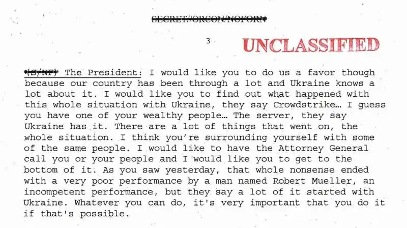 la trascrizione della telefonata tra trump e zelensky su biden 1